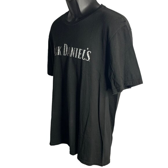 Jack Daniels Whiskey Crewneck T Shirt L Black Graphic Double Sided Short Sleeve - Picture 5 of 6